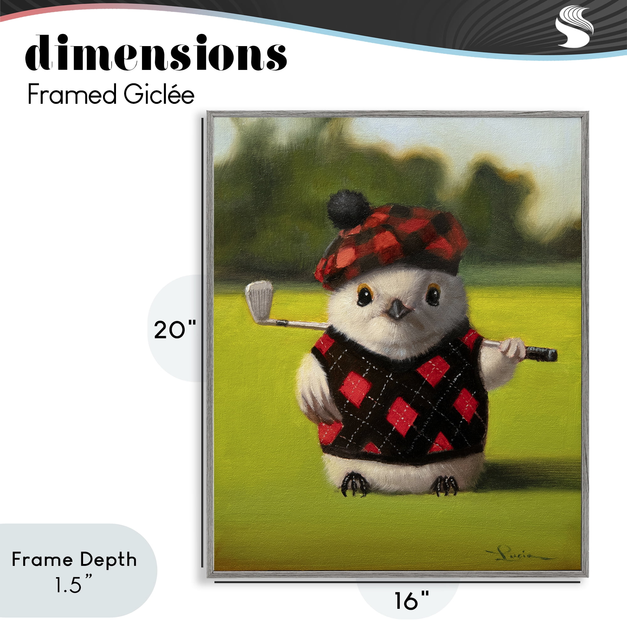 Stupell Industries Birdie Golf Swing Gray Framed Giclee Art, design by Lucia Heffernan