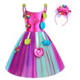 thumbnail image 1 of Robes en Maille Princess pour Filles avec Bandeau 2 Pcs Couleur Arc-en-Ciel Robe de Candyland Costume d'Anniversaire, 1 of 7