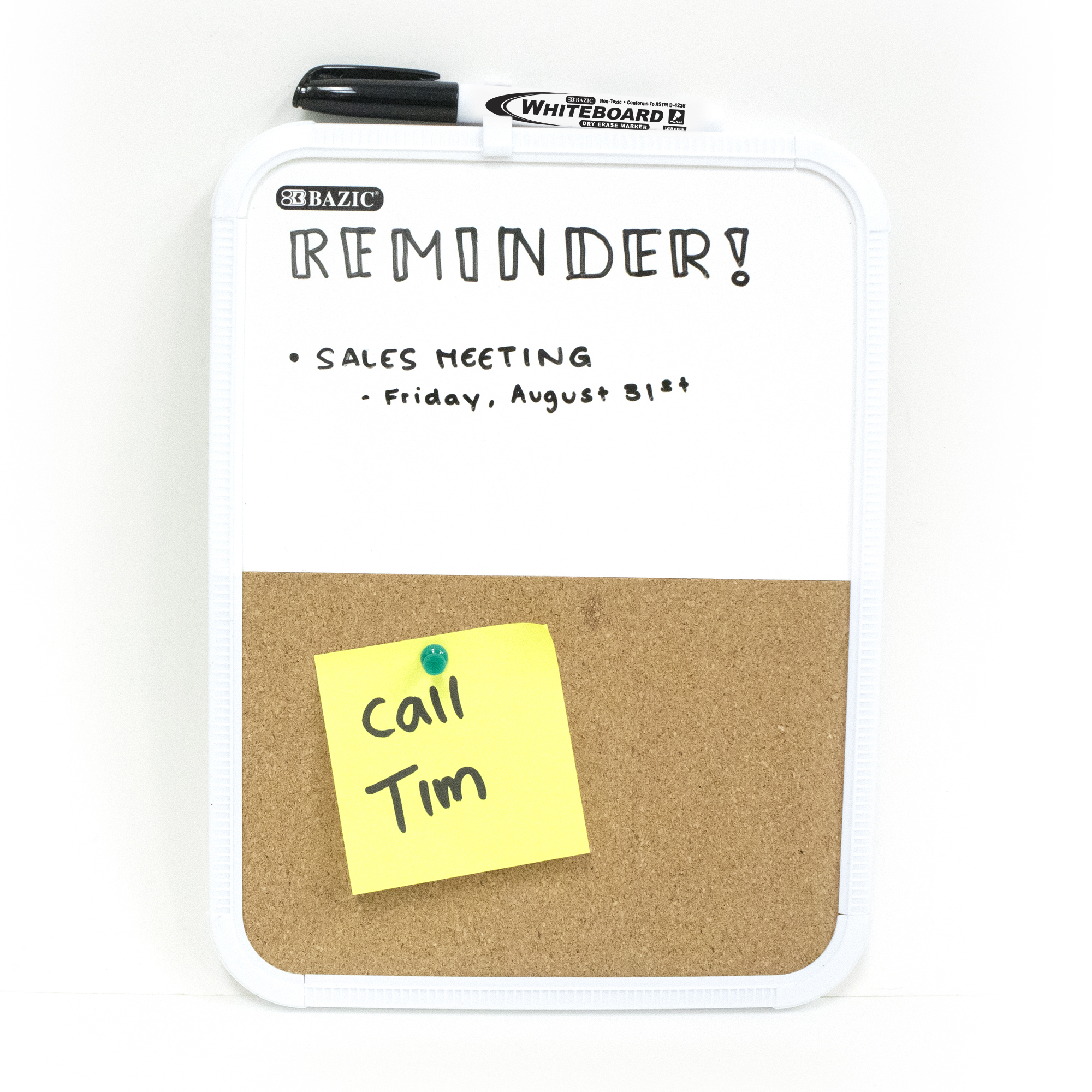 BAZIC Dry Erase Lap Board & Cork Bulletin & Marker, 8.5x11 Inch, 12-Pack