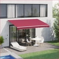 thumbnail image 2 of Retractable Patio Awning, 13' x 8' Manual Crank UV Water-Resistant for Deck Balcony Yard, Burgundy Red | Aluminum | Gray, 2 of 9
