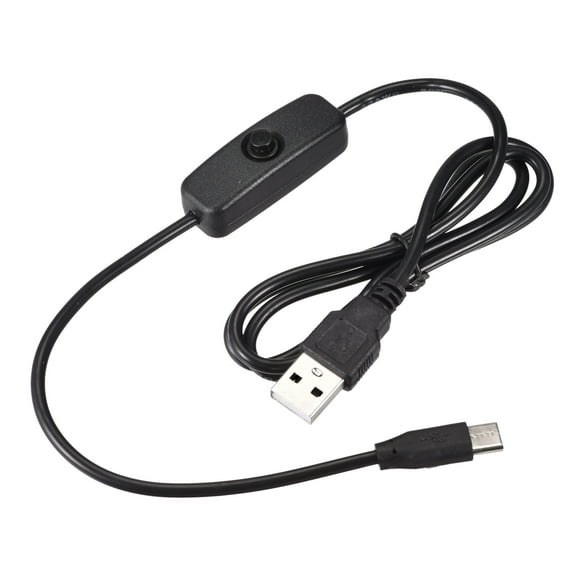 Uxcell USB Cable with ON/Off Switch USB Male to Type-C Male Cord 1M Black 2Pcs