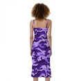 thumbnail image 2 of Purple Camouflage Print Slim Fit Midi Cami Dress, Camo Camouflage Fashion Summer Maxi Sexy Casual Dress For Women, 2 of 4