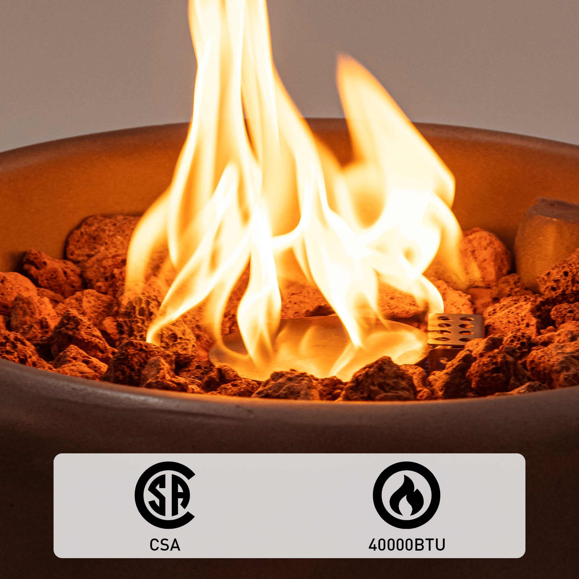 MOALCOFER 40,000 BTU Outdoor Fire Pit,16'' Round Propane Fire Pit with Windproof Glass Guard,Lava Rocks & Waterproof Cover