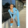thumbnail image 3 of Panan Womens 2 Piece Outfits Velvet Sweatsuits Zip-up Hoodie Jacket Casual Jogging Set Tracksuit Set with Pockets, 3 of 7
