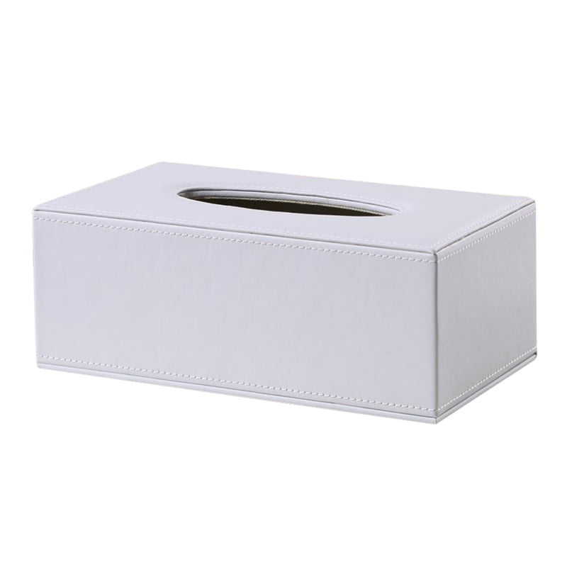 Kitchen Bathroom Car Rack Napkin Box Tissue Case White Leather Dispenser 