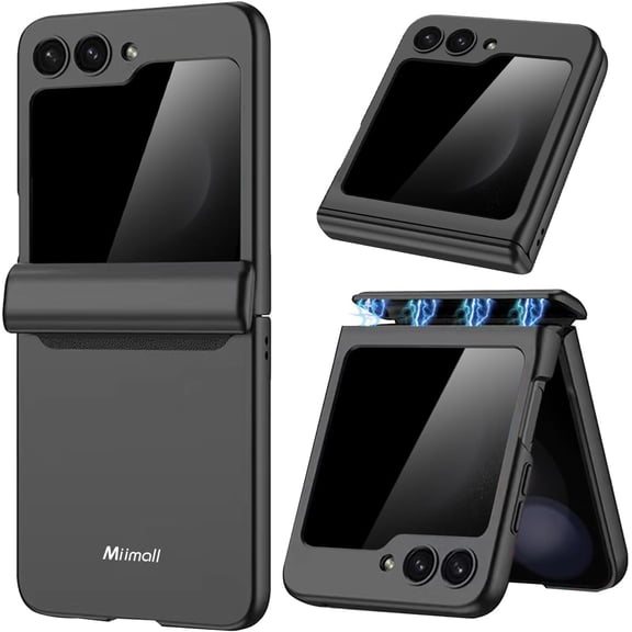 for Samsung Galaxy Z Flip 5 Case with Privacy Screen Protector, Full Body Cover Hard PC Shockproof Hinge Protection Protective Case for Galaxy Z Flip 5 5G Black