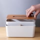 thumbnail image 4 of Caja de pañuelos Cubierta de madera Servilletero Caja de almacenamiento de toallas de papel de escritorio (Gris) Hugtrwg Libre de BPA, 4 of 4