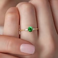 thumbnail image 4 of 925 Sterling Silver Oval Green Tsavorite Engagement Ring | Dainty Green Tsavorite and Pear Diamond Bridal Promise Ring, 4 of 5