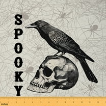 Castle Fairy Teenagers Crow Skull Fabric by the Yard 1 Yard,Gothic Style Home Decor Fabric by the Yard,Spider Web Room Decor Fabric by the Yard,Ultra Soft Home Decor