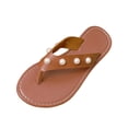 thumbnail image 2 of Women's Pearl Studded Thong Flip Flops for Summer Beach Daily Casual Outdoor Walking Brown 7, 2 of 9