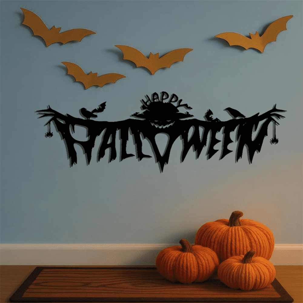 Gothic Halloween Metal Wall Art Decor for Living Room Bedroom Spooky Indoor Gothic Accents Horror Theme Party