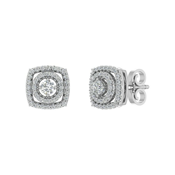 1/2 Carat Cushion Shaped Diamond Stud Earrings in 10K White Gold