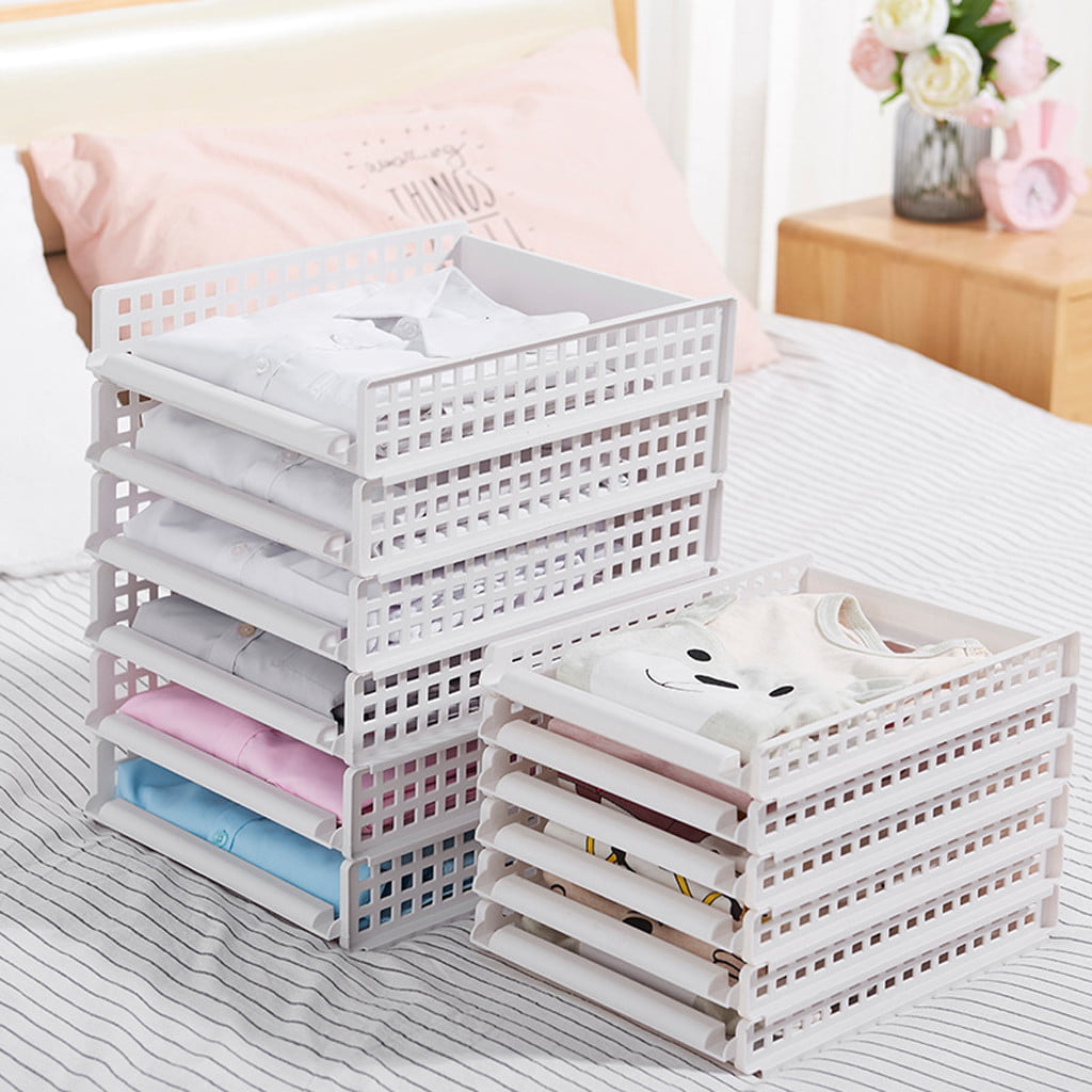 Plastic Storage Rack Stackable Clothes Drawer Style