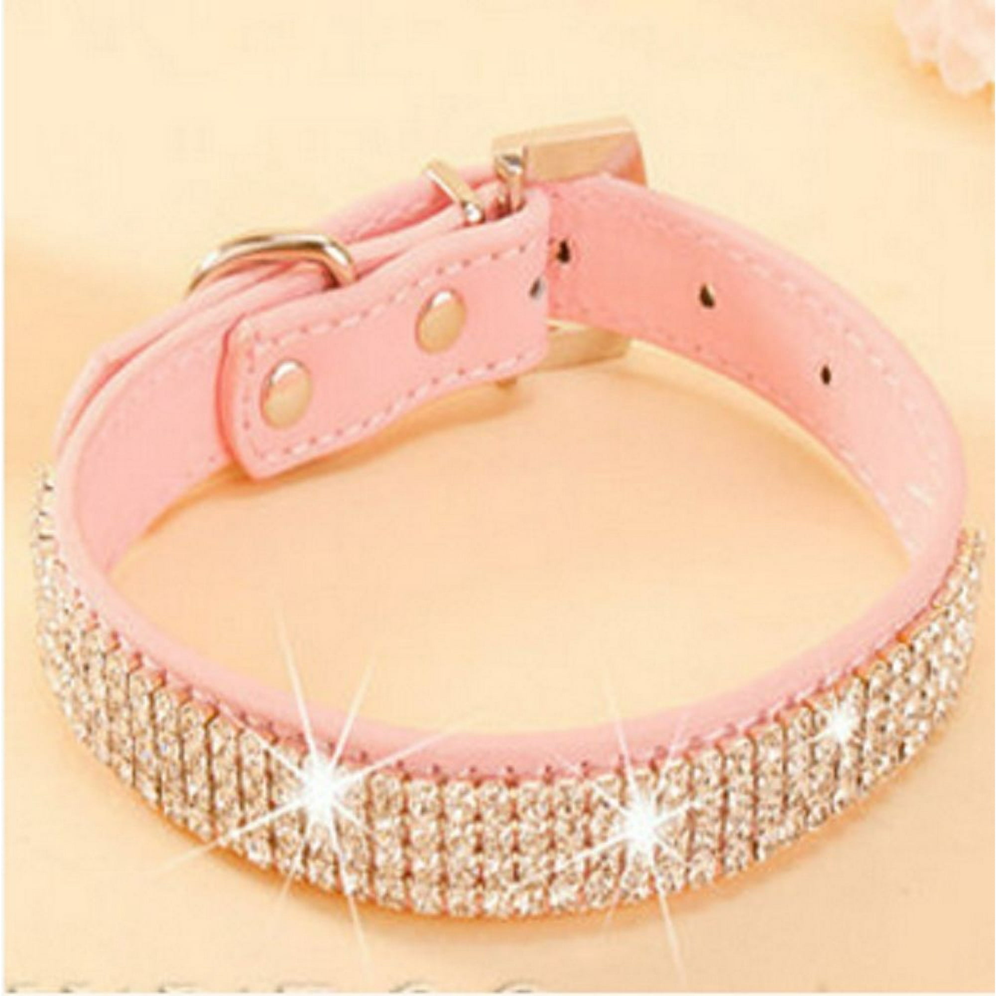 Bling Rhinestone Leather Crystal Diamond Puppy Collar Pet Dog Collars Walmart