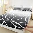 thumbnail image 3 of jejeloiu Geometric Lines Circle Queen Sheet Sets,White Black Bed Set For Men Women 4pcs, 3 of 7