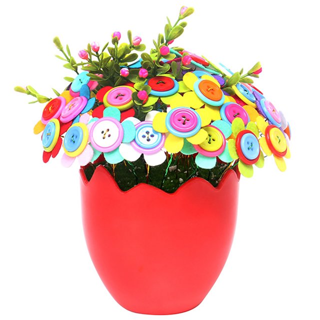 Bangcool Button Flower Kit Eggshell DIY Handmade Kit Button Bouquet for Teachers' Day