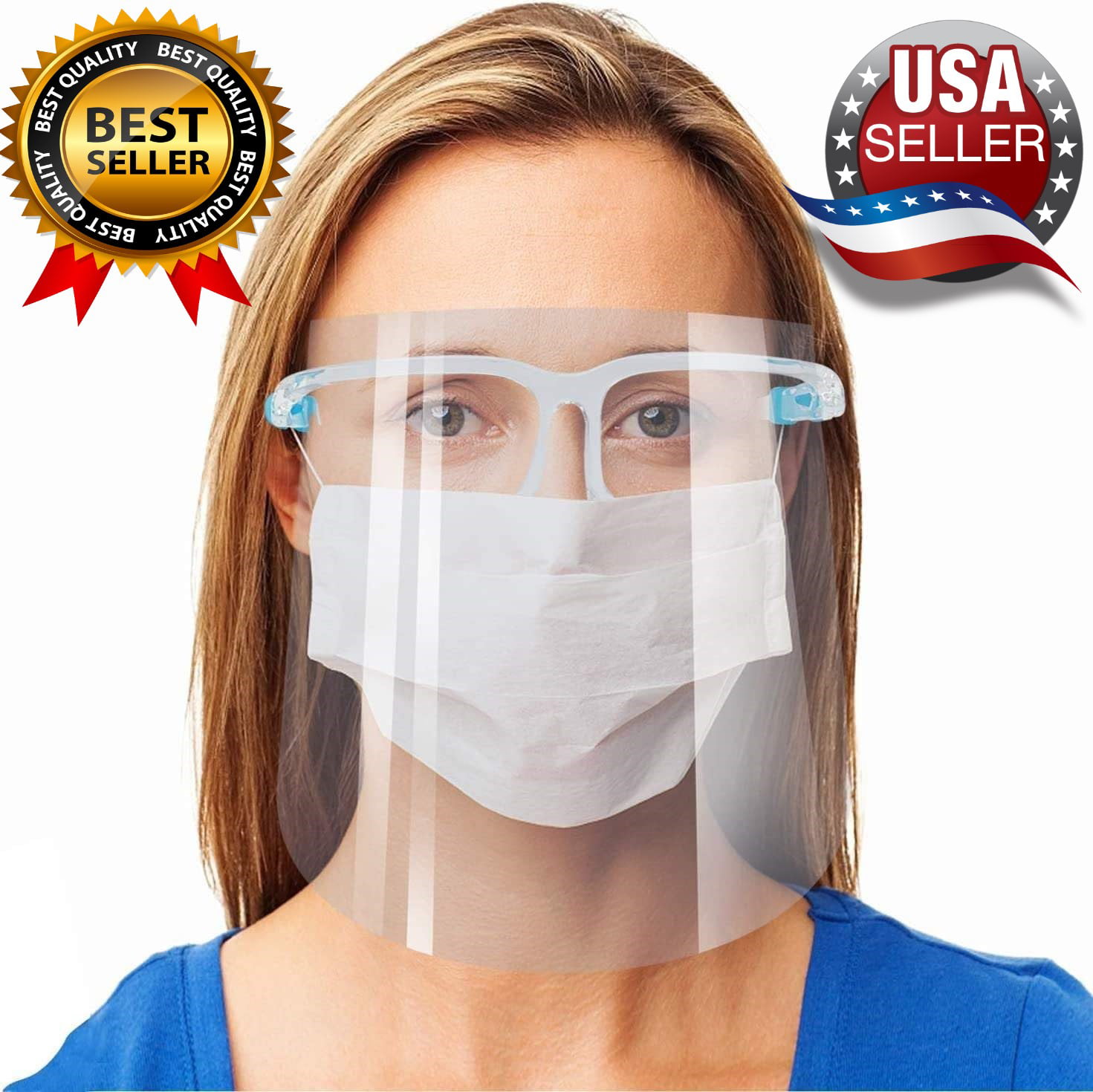 2 PACK Face Shield Full Coverage Reusable Mask Droplet Protection Medical Grade