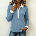 thumbnail image 2 of GUACER Sherpa Collared Tops for Women Long Sleeve Ribbed Knit Pullover Fuzzy Trim Button Up Sweaters Fall Winter Thermal, 2 of 8