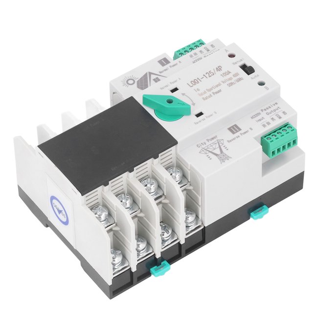 Interrupteur de Transfert Automatique Double Puissance, Commutation Rapide 4P Contrôleur de Commutateur de Puissance AC400V 100A Isolation Contact Argenté pour la Maison