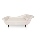 thumbnail image 1 of Calvert Contemporary Chaise Lounge with Scroll Arms, Beige and Dark Brown, 1 of 8