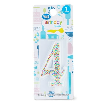 Great Value Birthday Party Candle, Multicolor, Number 4