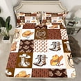 thumbnail image 2 of Manfei Western Cowgirl Cowboy Twin Sheet Sets, Tribal Hippie Bohemian Twin Fitted Sheet, Brown Rustic Patchwork Flat Sheet, Breathable Home Decor, 3pcs, 2 of 7