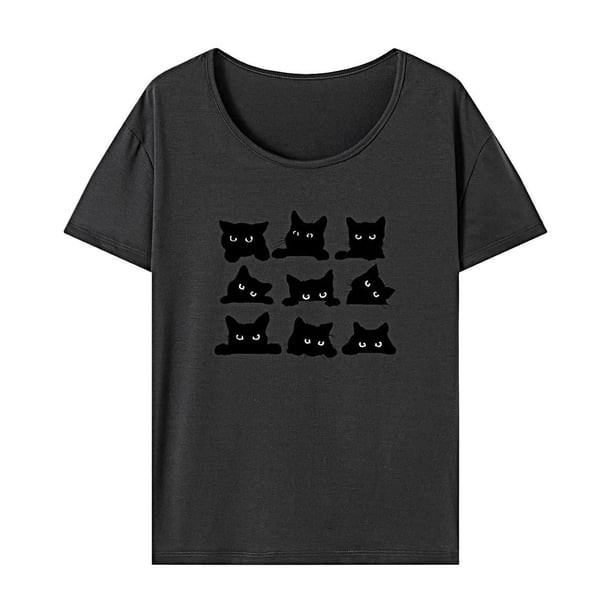 Camiseta para mujer de verano, trajes simples, disfraz, cuello redondo, camiseta para acampar y caminar SG