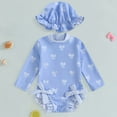 thumbnail image 2 of Caqnni Baby Girl Swimsuit Long Sleeve With Hat Set Zipper Swimsuit Swimwear Suit for Summer Vacation 12-18 Months Blue, 2 of 6