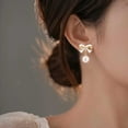 thumbnail image 3 of Elegant Minimalist Pearl Drop Earrings for Women Delicate Dangle Jewelry Fashion Accessory Timeless Her Everyday Wear, 3 of 6