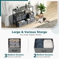 thumbnail image 6 of Resenkos TV Stand for Bedroom with Drawers,Entertainment Center with Open Display Metal Shelf 5 Fabric Storage Dresser Chest of Drawers，Gray, 6 of 8