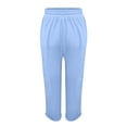 thumbnail image 5 of Girls Summer Elastic Waist Long Pants Casual Solid Trousers for Kids Breathable Lightweight Everyday Wear7 15Years Girls Striped Leggings Young Girls Clothes Girl Leggings Softball Youth Pants Girl, 5 of 8