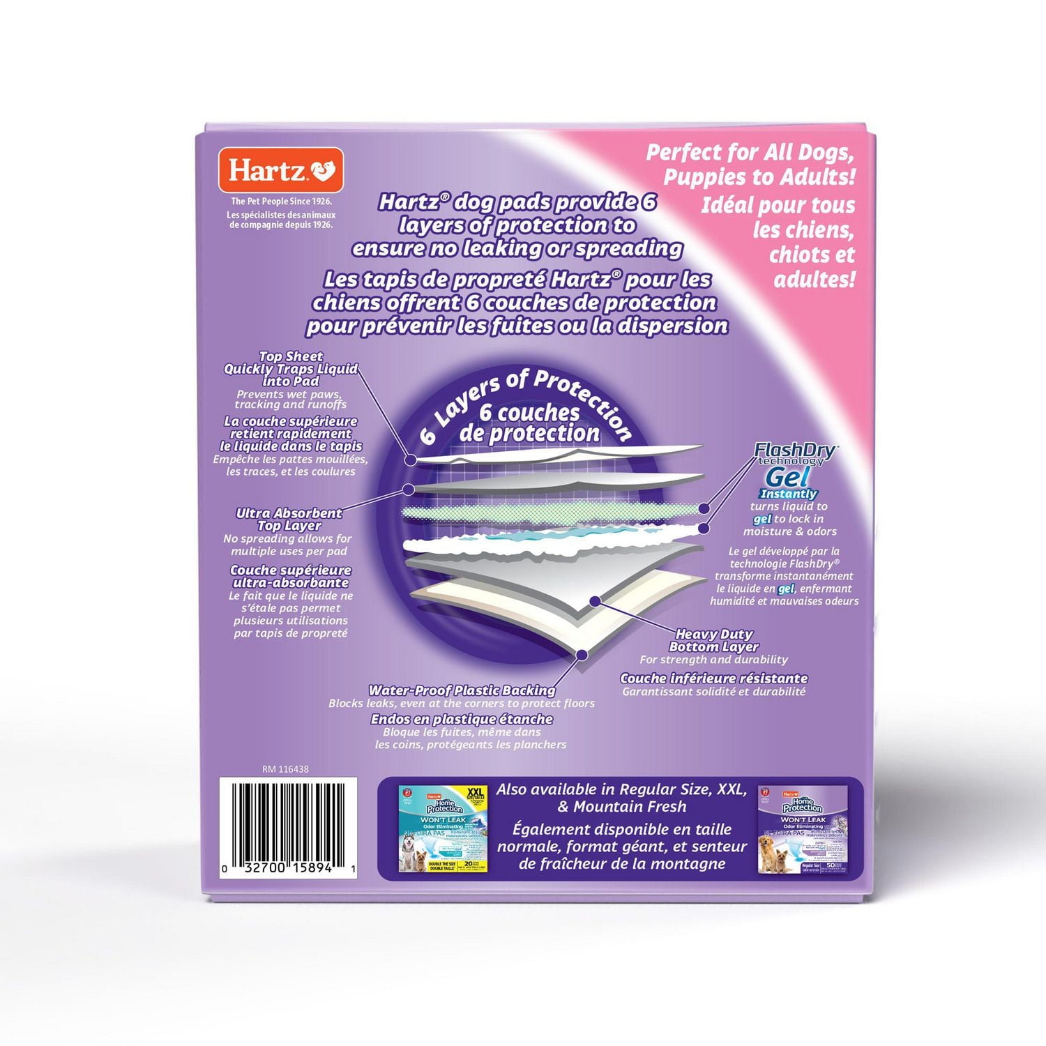 Hartz Home Protection Odour Eliminating Pee Pads and Training Pads for Puppies and Adult Dogs 3XL, 14ct Dog Pad (36"x36")