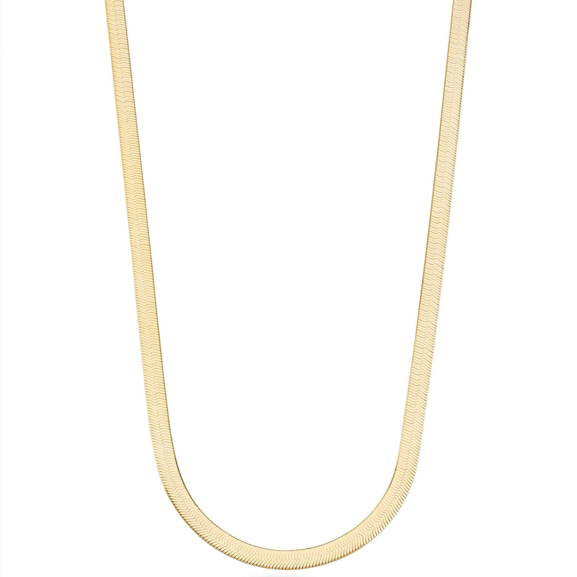 Miabella Solid 18K Gold Over 925 Sterling Silver Italian 4.5mm Flexible Flat Herringbone Chain Necklace for Women, Made in Italy (Length 16 Inches (X-Small))