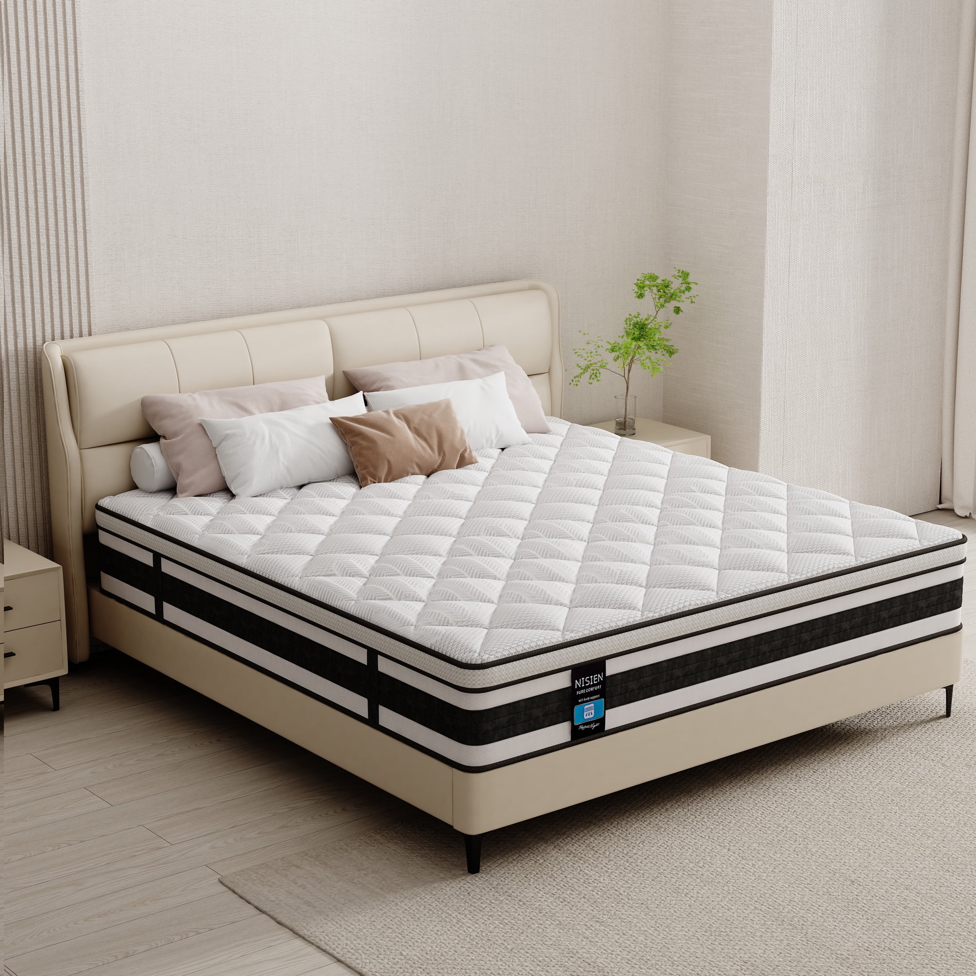Full Mattress,Nisien 12 Inch Hybrid Mattress in a Box, Gel Memory Foam Mattress, Individually Wrapped Pocket Coils Innerspring Mattress, Support & Pressure Relief, Medium Firm Feel, 54"*75"*12"