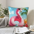 thumbnail image 6 of Fotbe Tropical Flamingo Pool Float Pattern Velvet Decorative Throw Pillow Covers with Elegant Piping, Soft Plush Cushion Cover for Sofa, Bed, Car, Office-16"x16", 6 of 8