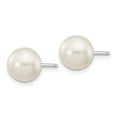 thumbnail image 2 of 14k White Gold 7-8mm White Round Freshwater Cultured Pearl Stud Post Earrings, 2 of 3