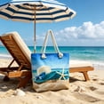 thumbnail image 3 of Guodhu waterproof and sandproof beach bags,Large Canvas Beach Tote Bag for Women with Rope Handle, Waterproof Sandproof Summer Travel Bag for Vacation Pool Gym,travel beach bag(E), 3 of 6