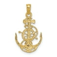 thumbnail image 4 of 14K Yellow Gold Charm Pendant Men'S 24 mm 8 Small Anchor With Wheel, 4 of 4