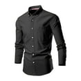 thumbnail image 1 of AherBiu Mens Long Sleeve Dress Shirts Button down Lapel Collar Regular Fitted Tee Work Office Business Tops, 1 of 3