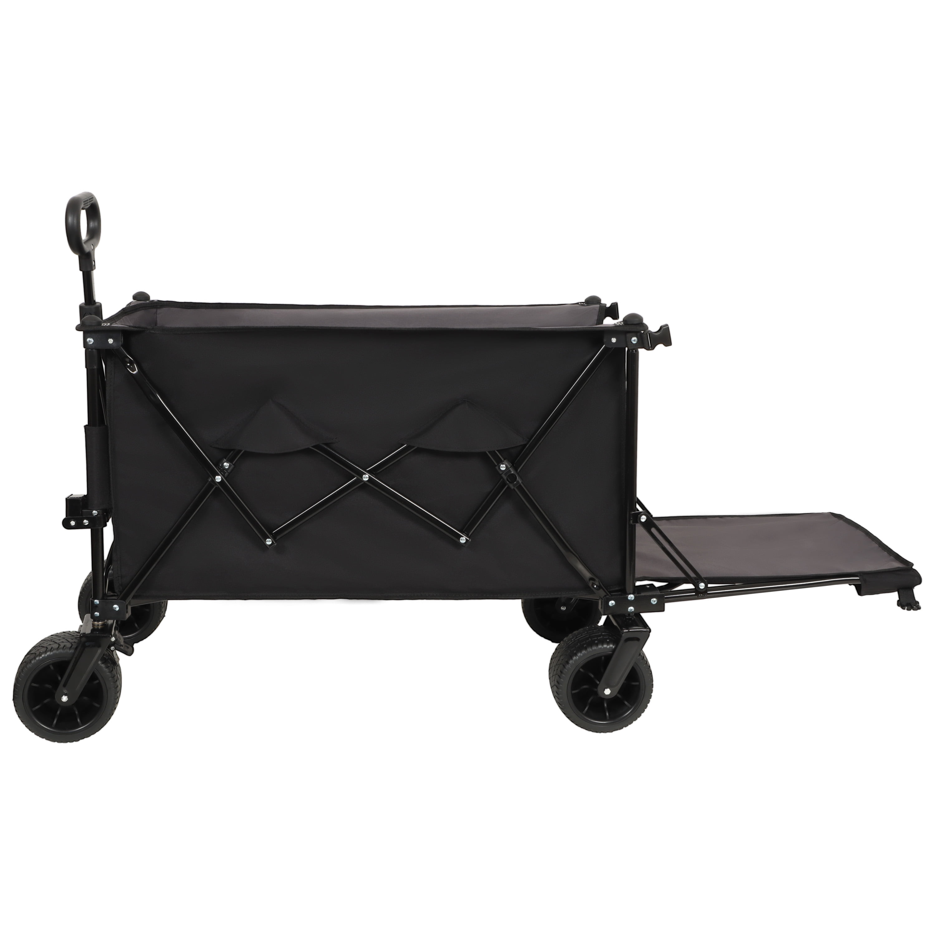 Foldable Wagon with Extended Tailgate, 480LBS Heavy-Duty All-Terrain Cart, Large Beach Wheels, Expandable Utility Wagon for Outdoor Activities