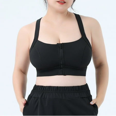 

DECILRO Lingerie for Women Women s Color Matching Front Zipper Sports Underwear Shockproof High Strength Latex All-in-one Yoga Running Beautiful Vest Black XXXXXL
