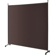Nightcore Room Divider Single Privacy Screen, 73” Wide Rolling Room Divider Panel with Lockable Wheels, Woven Polyester Wall Screen for Bedroom, Office, School, Partition Room Dividers (Coffee)