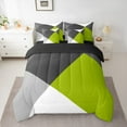 thumbnail image 3 of Manfei Green Black White 7-Piece Twin Bedding Sets,Modern Minimalist Geometric Bedding Comforter Set,Patchwork Checkered Sheet Sets For Teens,Ultra Soft Home Decor Reversible, 3 of 9