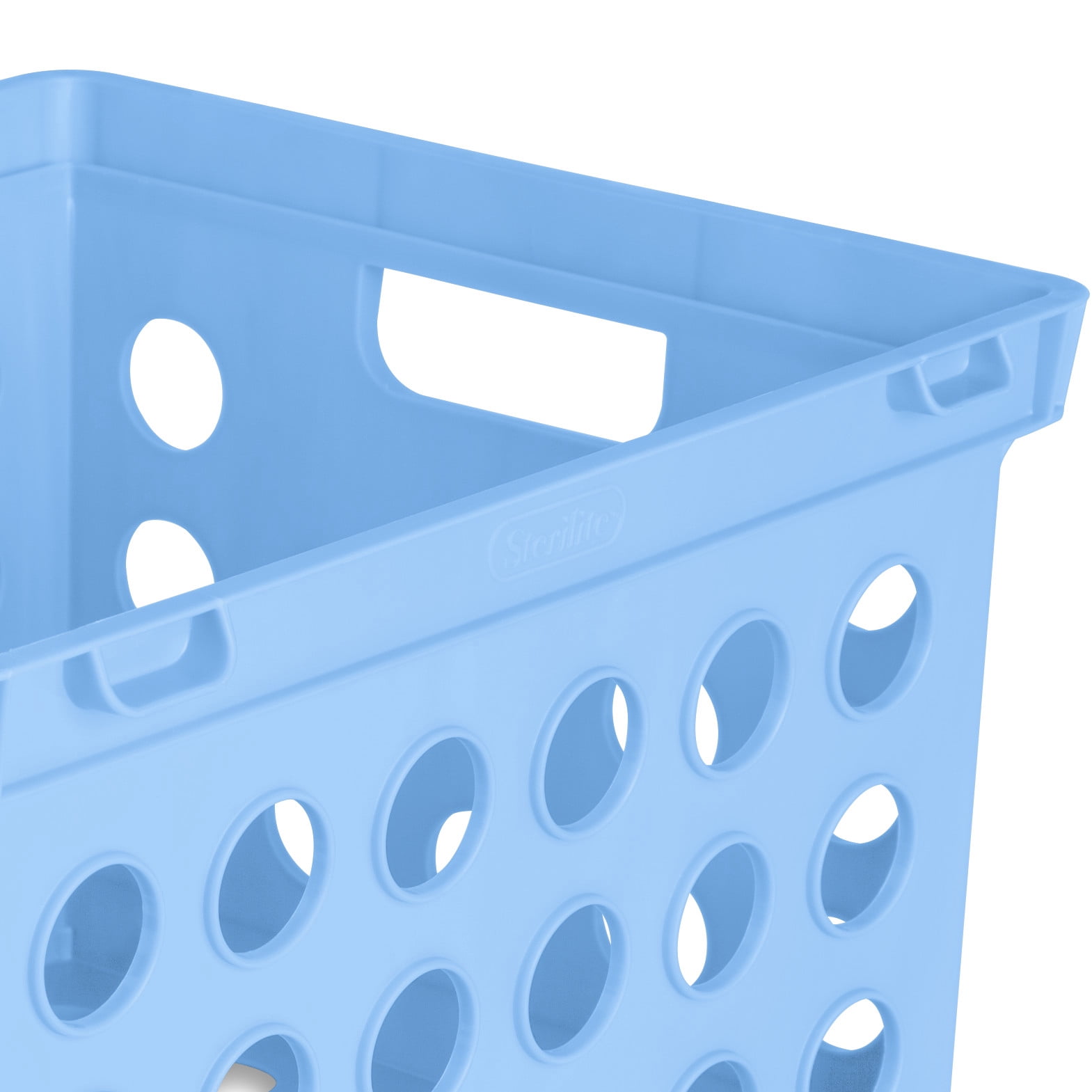 Sterilite File Crate, Versatile Plastic Storage Bin with Through Handles, Fits Letter & Legal-sized Hanging Files, Stackable, Blue