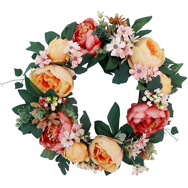 Corona artificial hecha a mano PENGJJMXG Floral Daisy para puerta de entrada boda pared fiesta