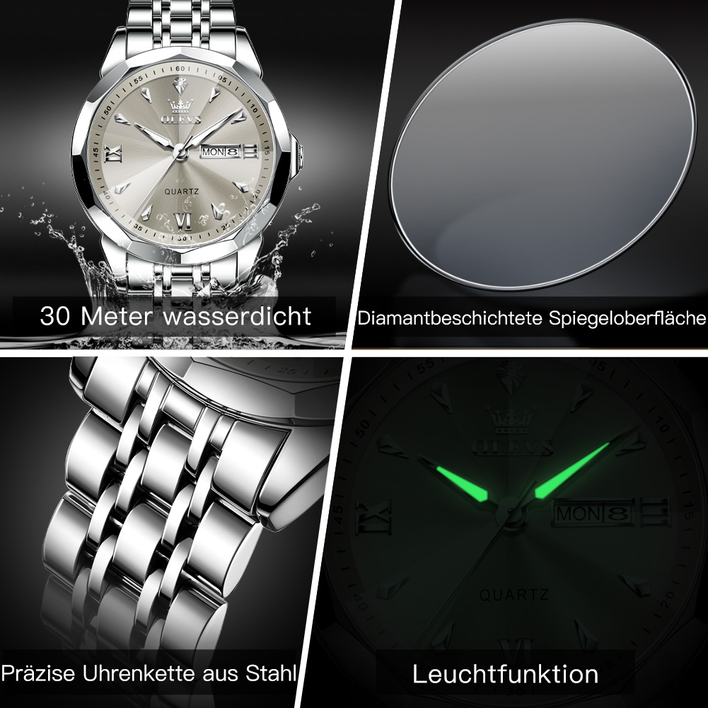 OLEVS Men's Gray Dial Quartz Watch with Luminous Hands photo 7