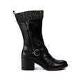 thumbnail image 3 of BARETRAPS Womens Black Padded Zipper Accent Sweater Collar Buckle Accent Ruched Wylla Round Toe Block Heel Zip-Up Boots Shoes 5 M, 3 of 4