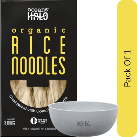 Ocean’s Halo Organic & Gluten-Free Rice Noodles – 6.3 oz Bag- With White Bowl By OMA