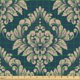 thumbnail image 2 of Ambesonne Damask Fabric by the Yard Upholstery, Boho Flowers Vintage Leafy, 5 Yards, Dark Slate Blue and Ecru, 2 of 5