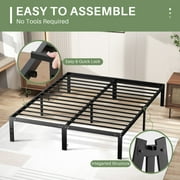 Queen Size Bed Frame Classic Metal Bed Frame Foundation with Under Bed Storage/No Box Spring Needed